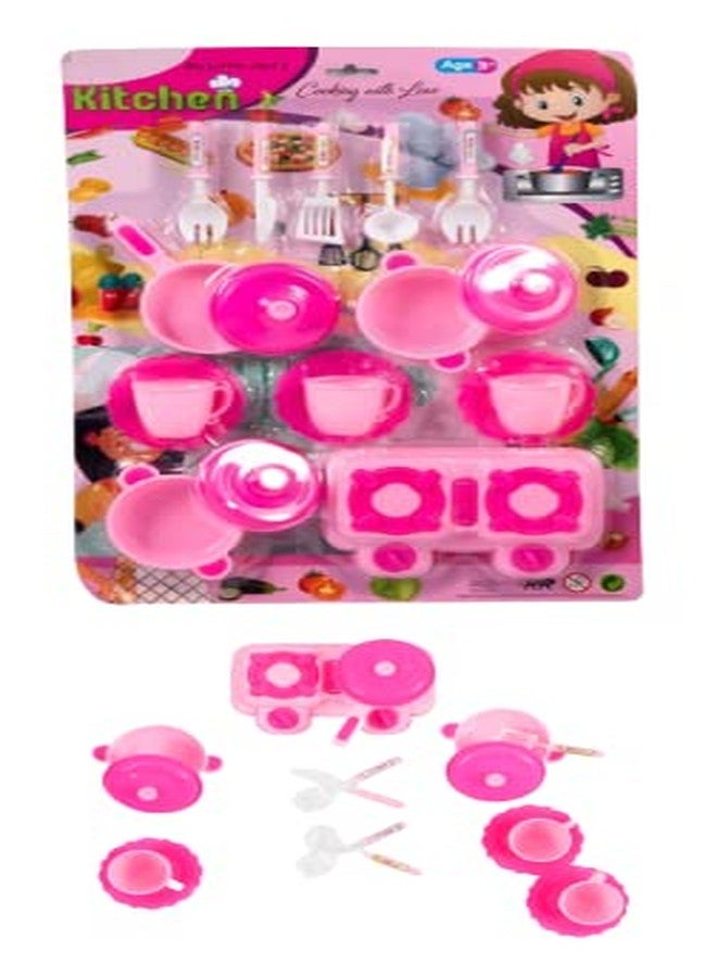 Quasar Little Chief Kitchen Pink Set Mini Kitchen Set Cooking Cookware Accessories for Kids Pretend Play Set Best Gift Your Children (Little Chief Kitchen Pink Set) - Image 2